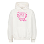 Tennismama Snacks & Support Pink auf Oversized Hoodie, Farbe weiß