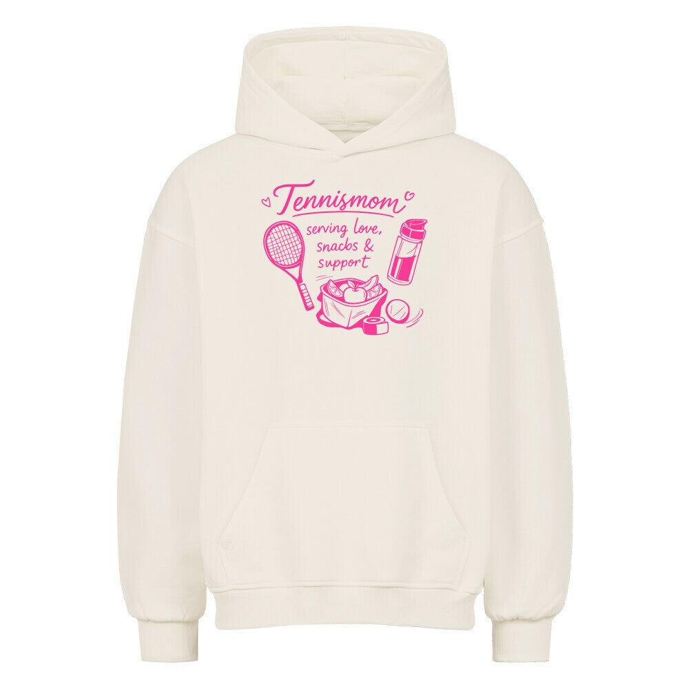 Tennismama Snacks & Support Pink auf Oversized Hoodie, Farbe naturweiß