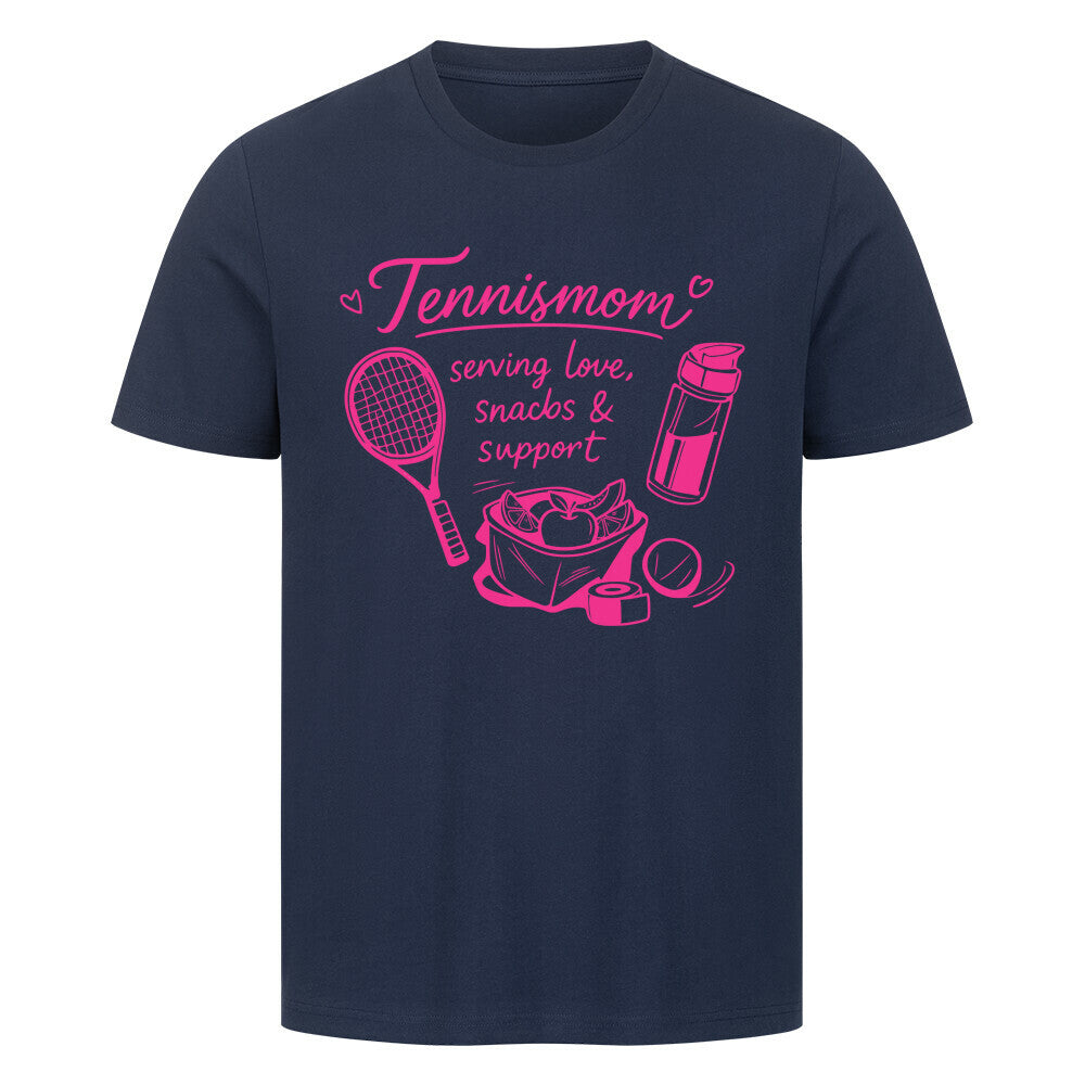 Tennismama Snacks & Support Pink auf T-Shirt, Farbe marineblau
