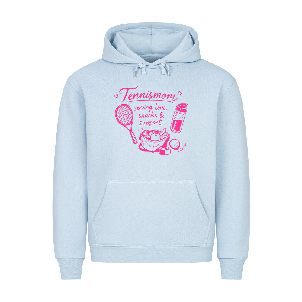 Tennismama Snacks & Support Pink auf Hoodie, Farbe babyblau