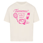 Tennismama Snacks & Support Pink auf Oversized Shirt, Farbe naturweiß