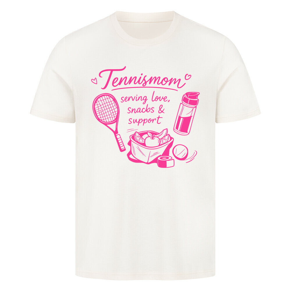 Tennismama Snacks & Support Pink auf T-Shirt, Farbe naturweiß