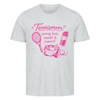 Tennismama Snacks & Support Pink auf T-Shirt, Farbe grau meliert