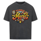 Tennismama Kult auf Oversized Shirt, Farbe verwaschen schwarz