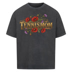 Tennismom Vintage auf Oversized Shirt, Farbe verwaschen schwarz