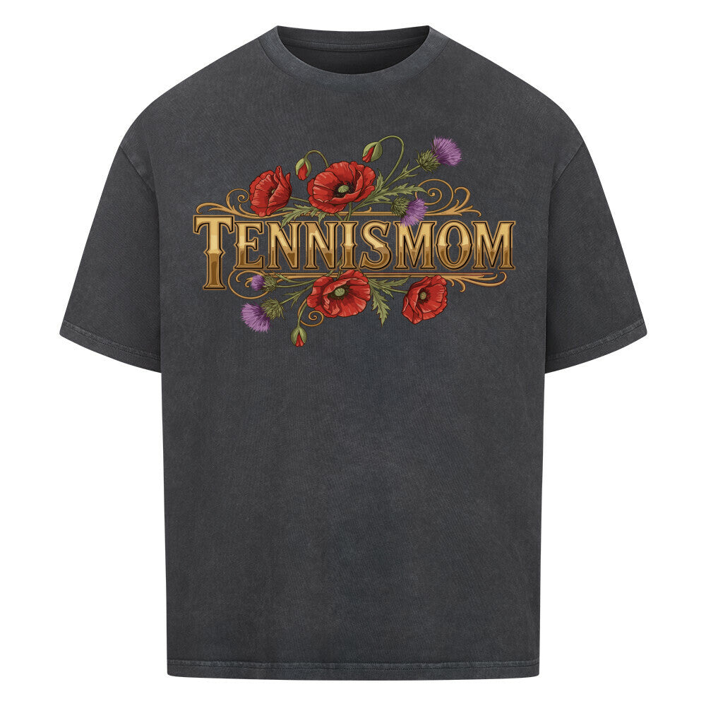 Tennismom Vintage auf Oversized Shirt, Farbe verwaschen schwarz