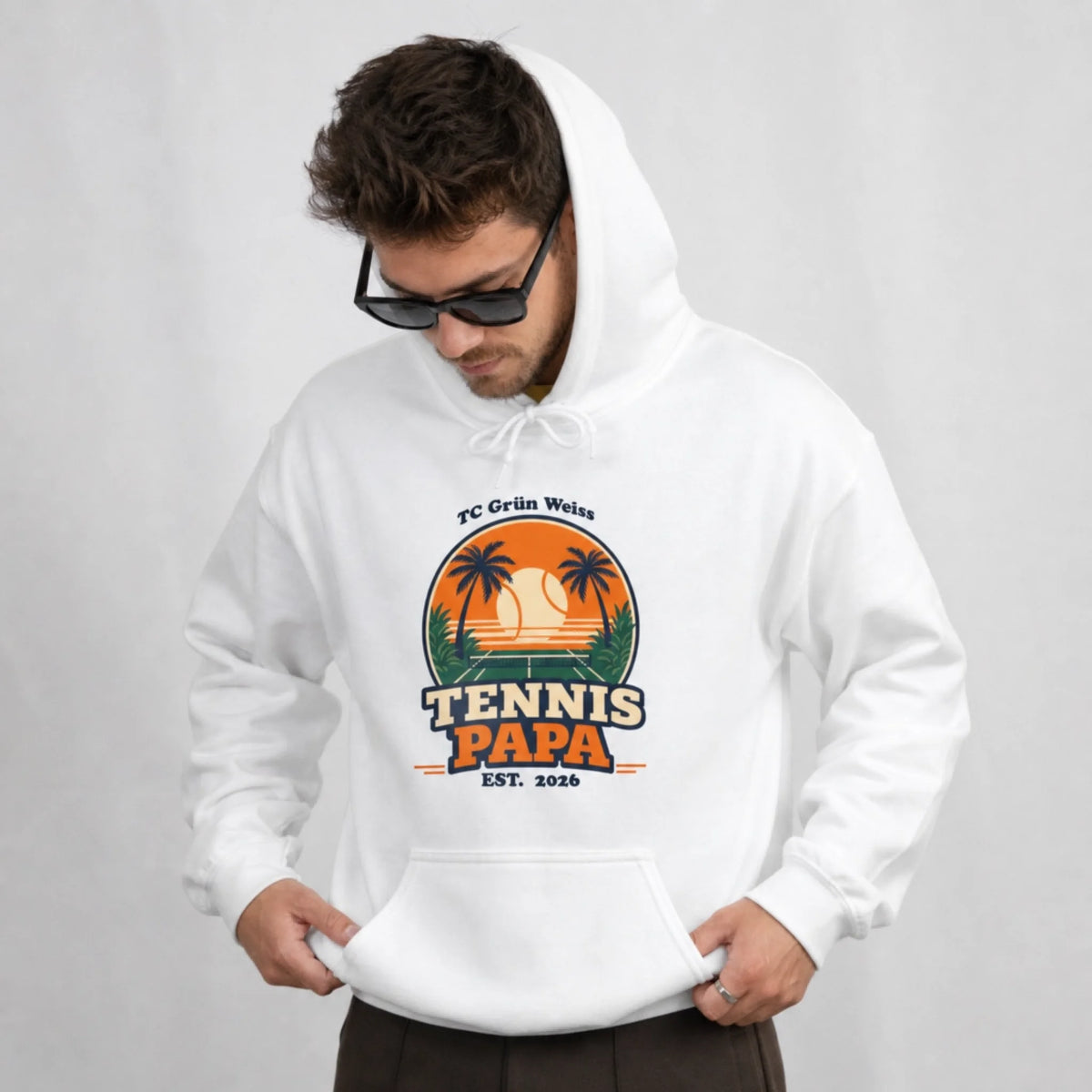 Tennis Papa auf Hoodie