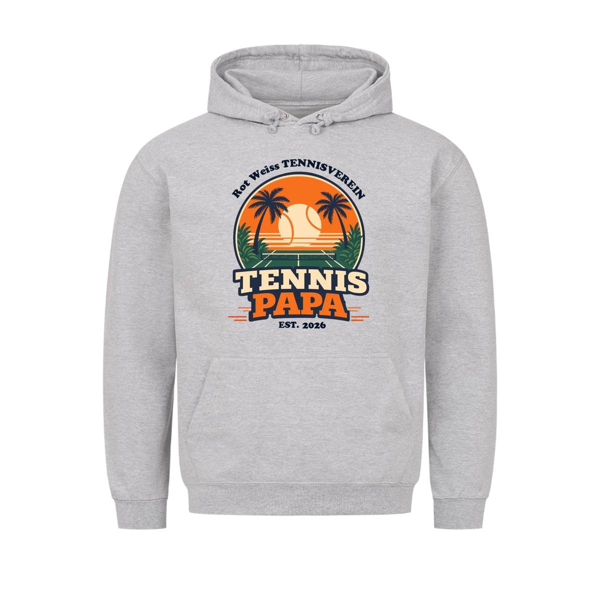 Tennis Papa auf Hoodie, Farbe grau meliert