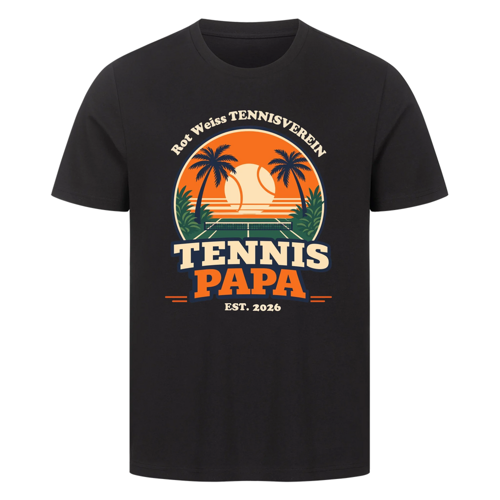 Tennis Papa auf T-Shirt, Farbe schwarz