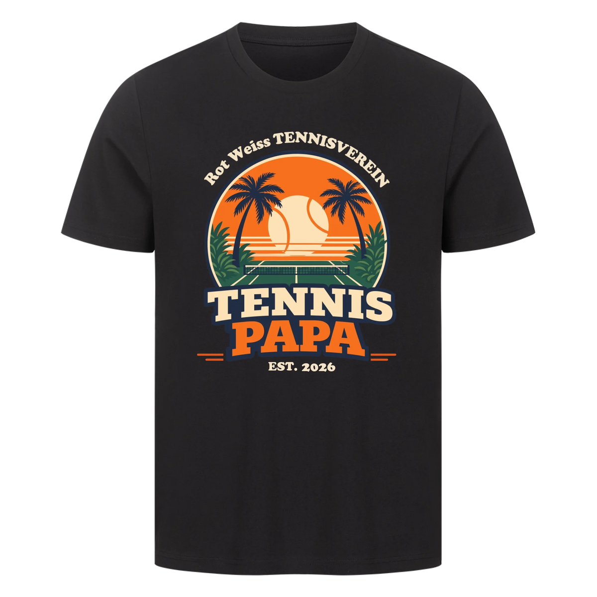 Tennis Papa auf T-Shirt, Farbe schwarz