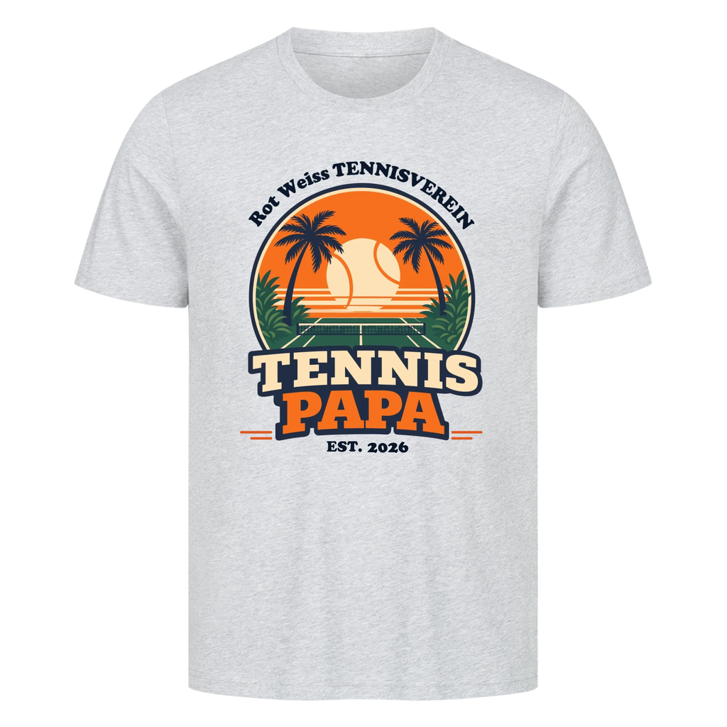 Tennis Papa auf T-Shirt, Farbe grau meliert
