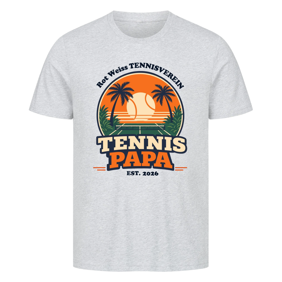 Tennis Papa auf T-Shirt, Farbe grau meliert
