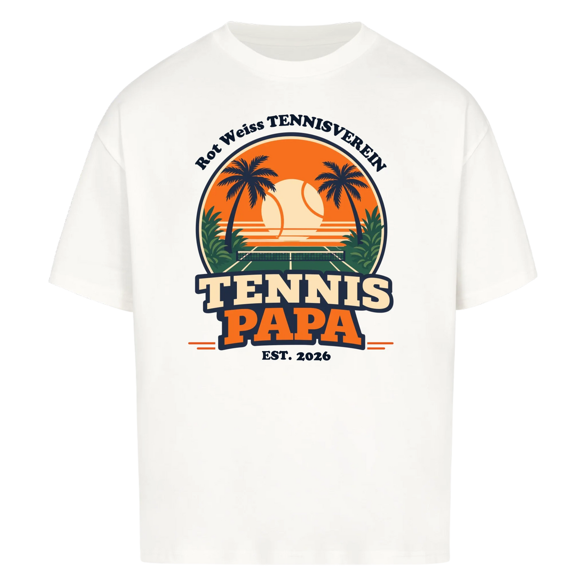 Tennis Papa auf Oversized Shirt, Farbe weiß