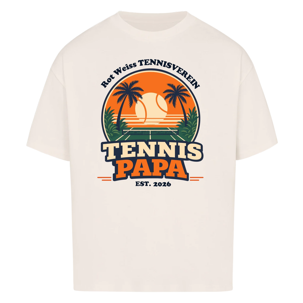 Tennis Papa auf Oversized Shirt, Farbe naturweiß
