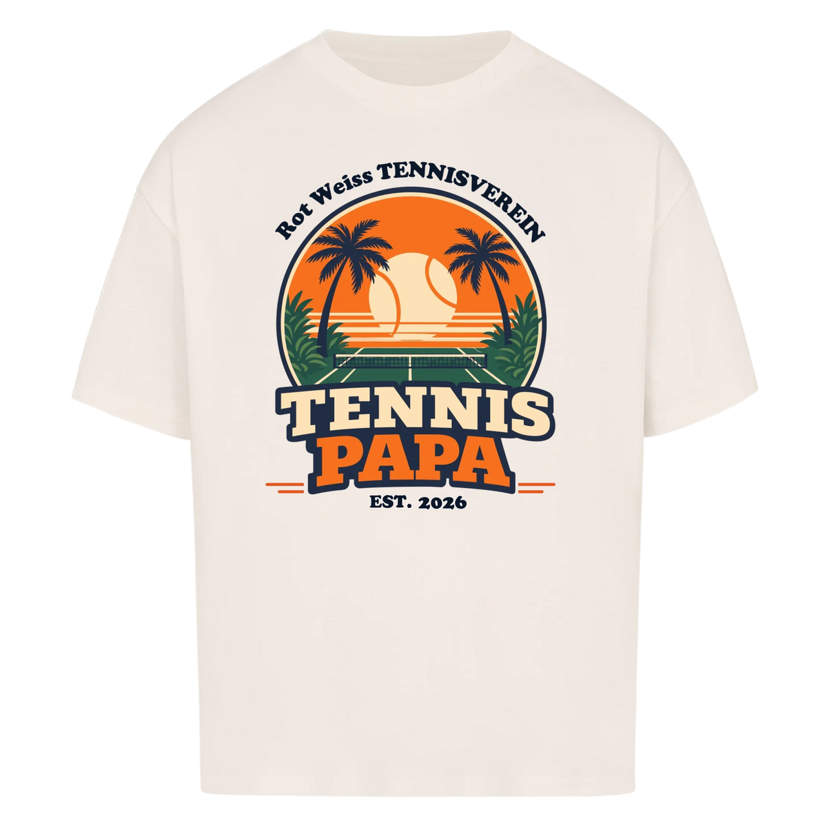 Tennis Papa auf Oversized Shirt, Farbe naturweiß
