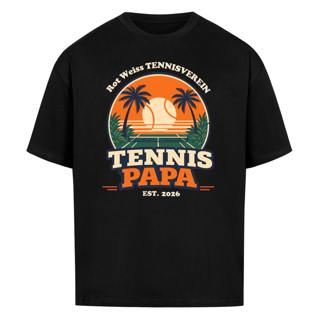 Tennis Papa auf Oversized Shirt, Farbe schwarz