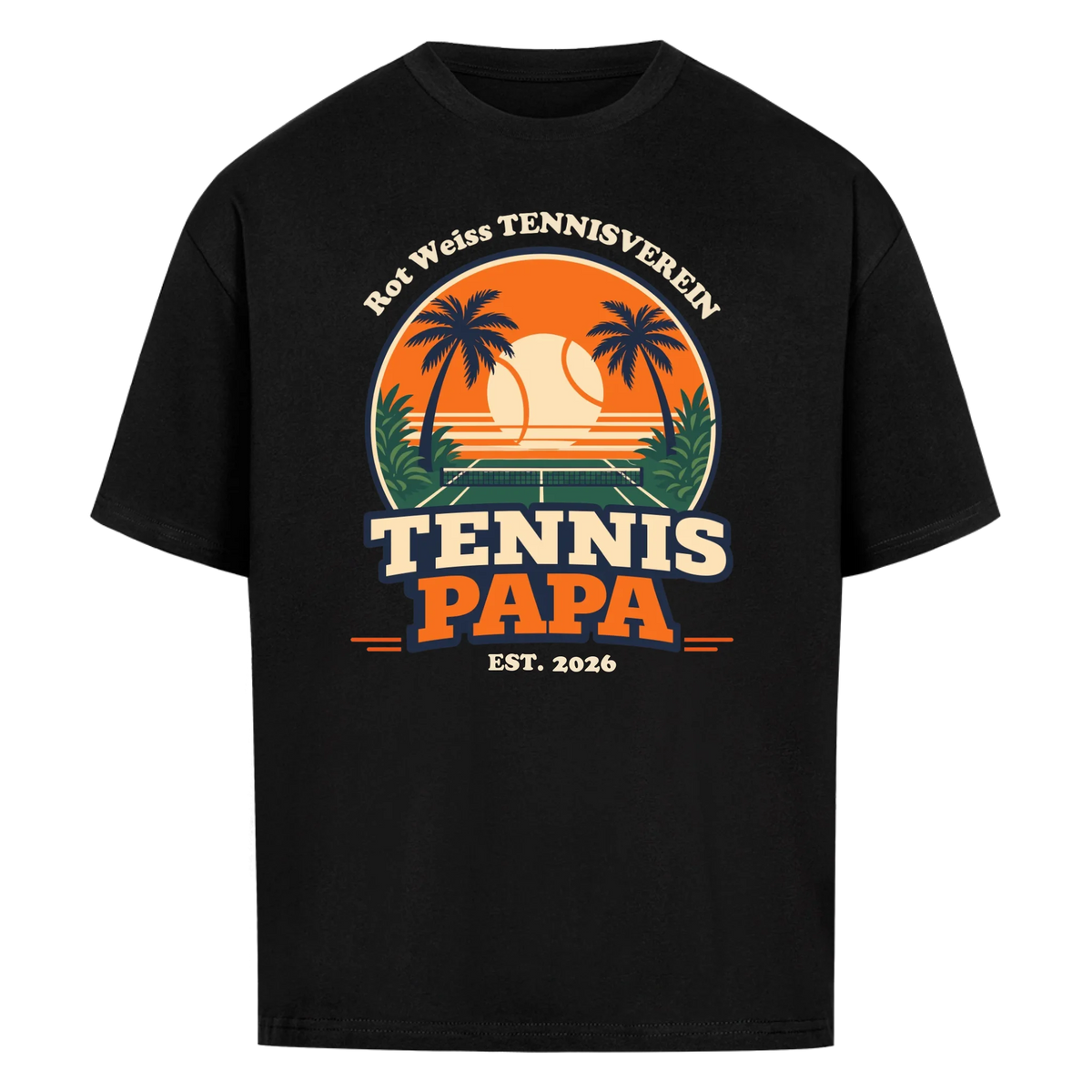 Tennis Papa auf Oversized Shirt, Farbe schwarz