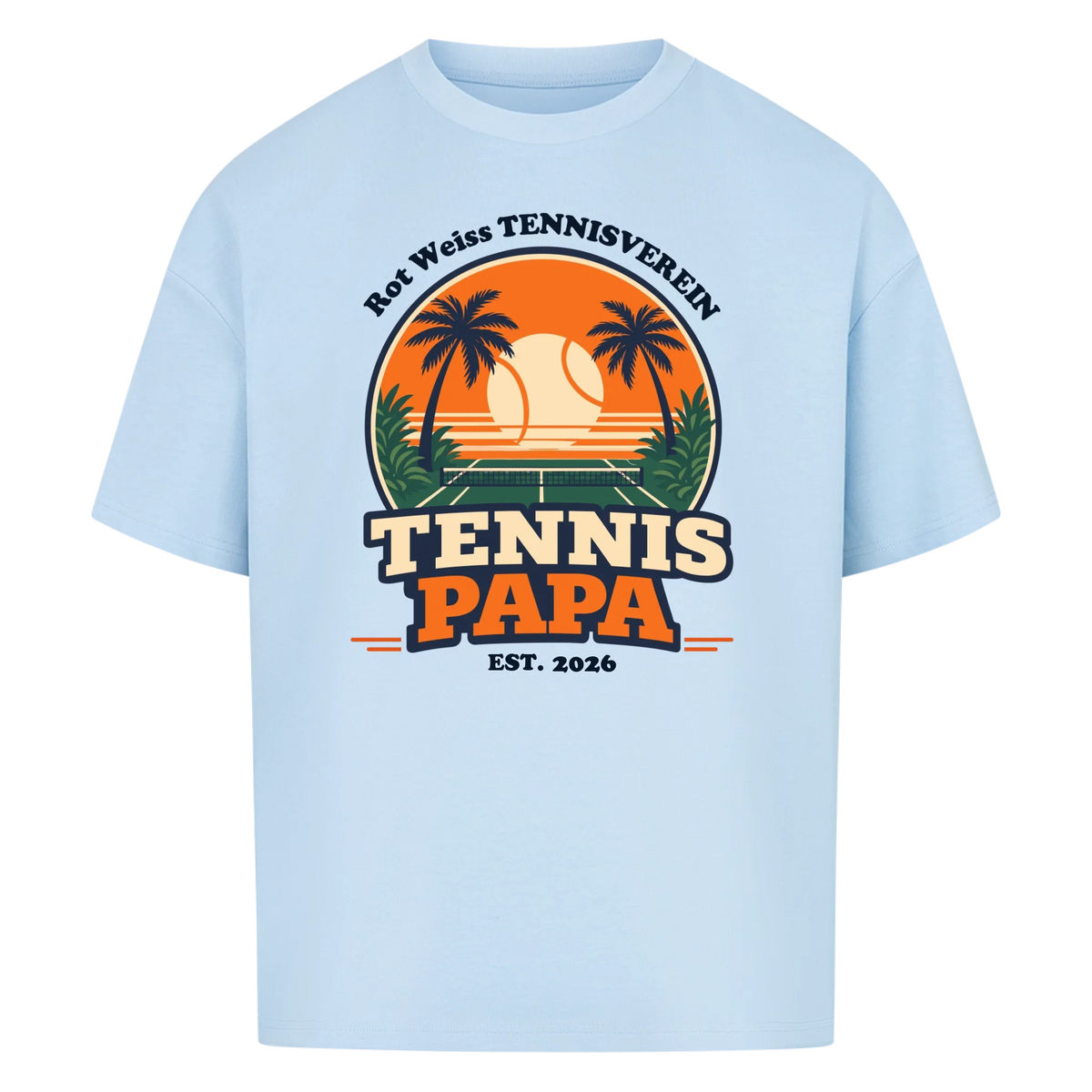 Tennis Papa auf Oversized Shirt, Farbe babyblau