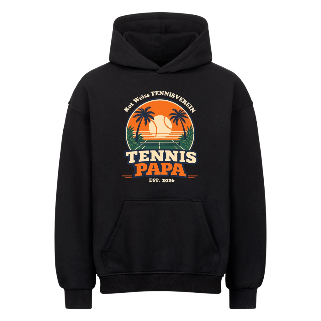 Tennis Papa auf Oversized Hoodie, Farbe schwarz