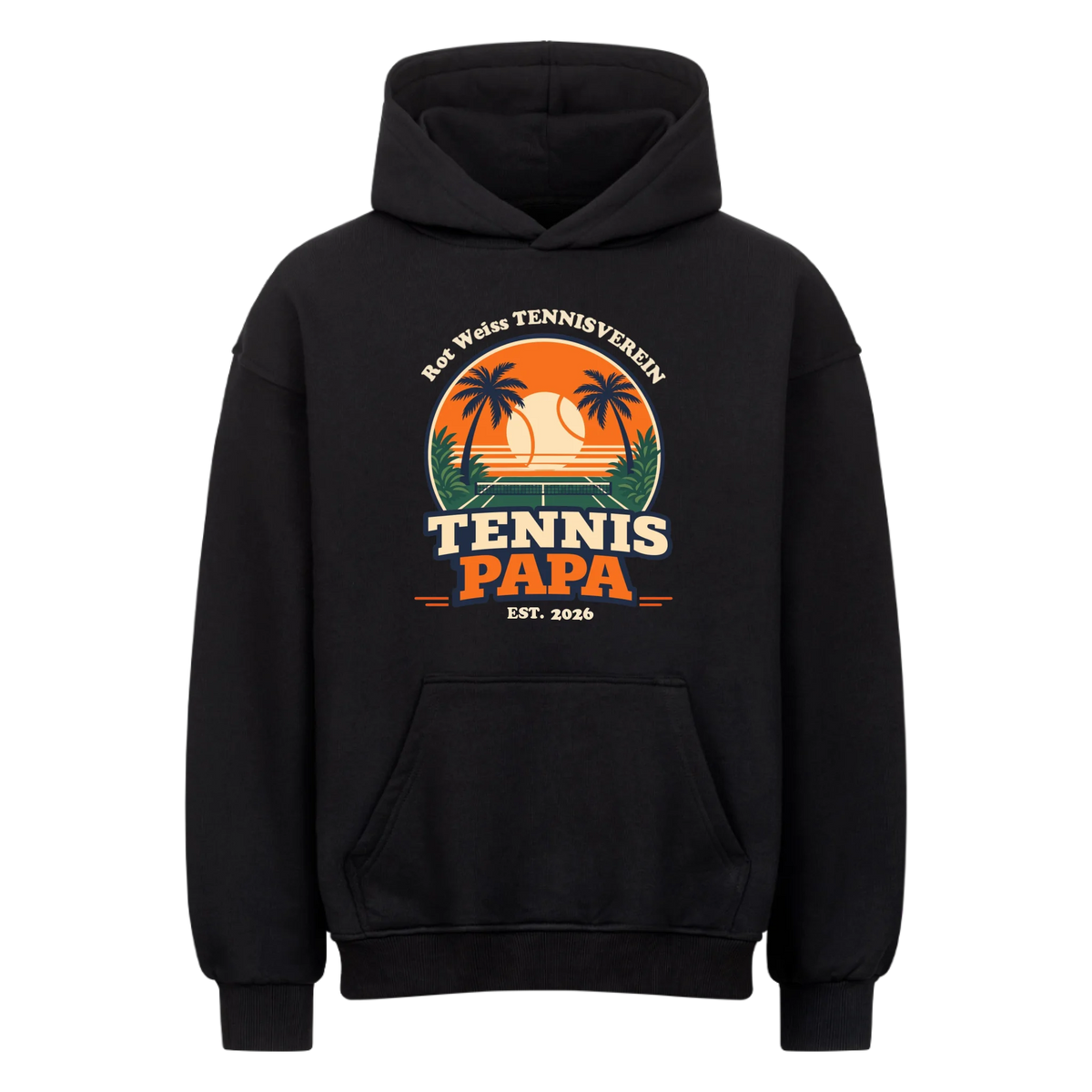 Tennis Papa auf Oversized Hoodie, Farbe schwarz