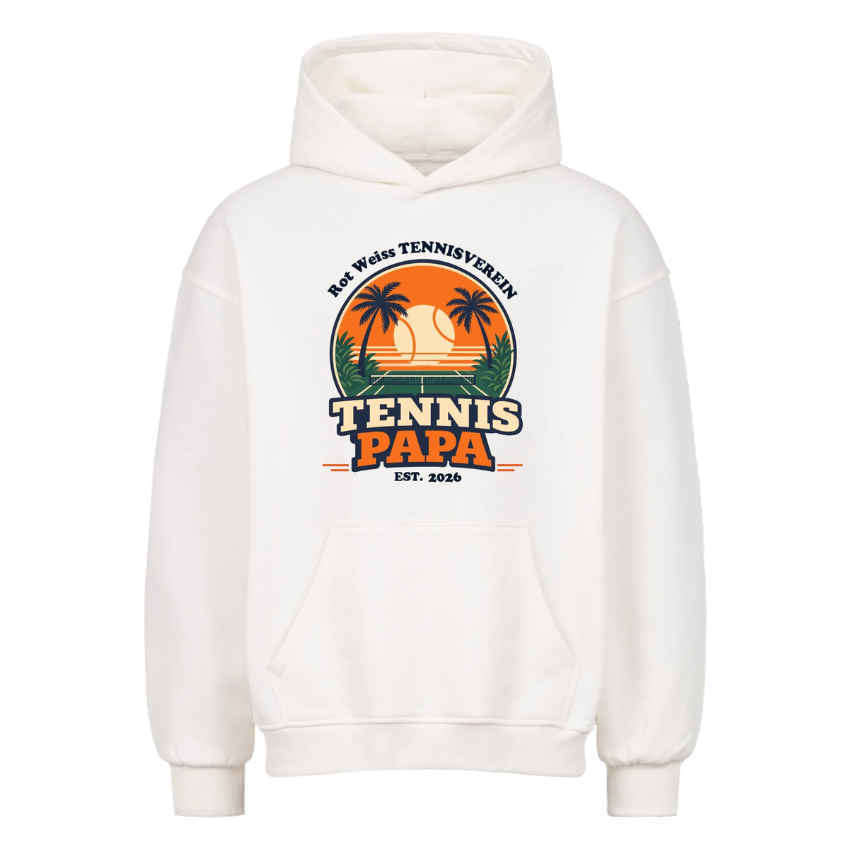 Tennis Papa auf Oversized Hoodie, Farbe weiß