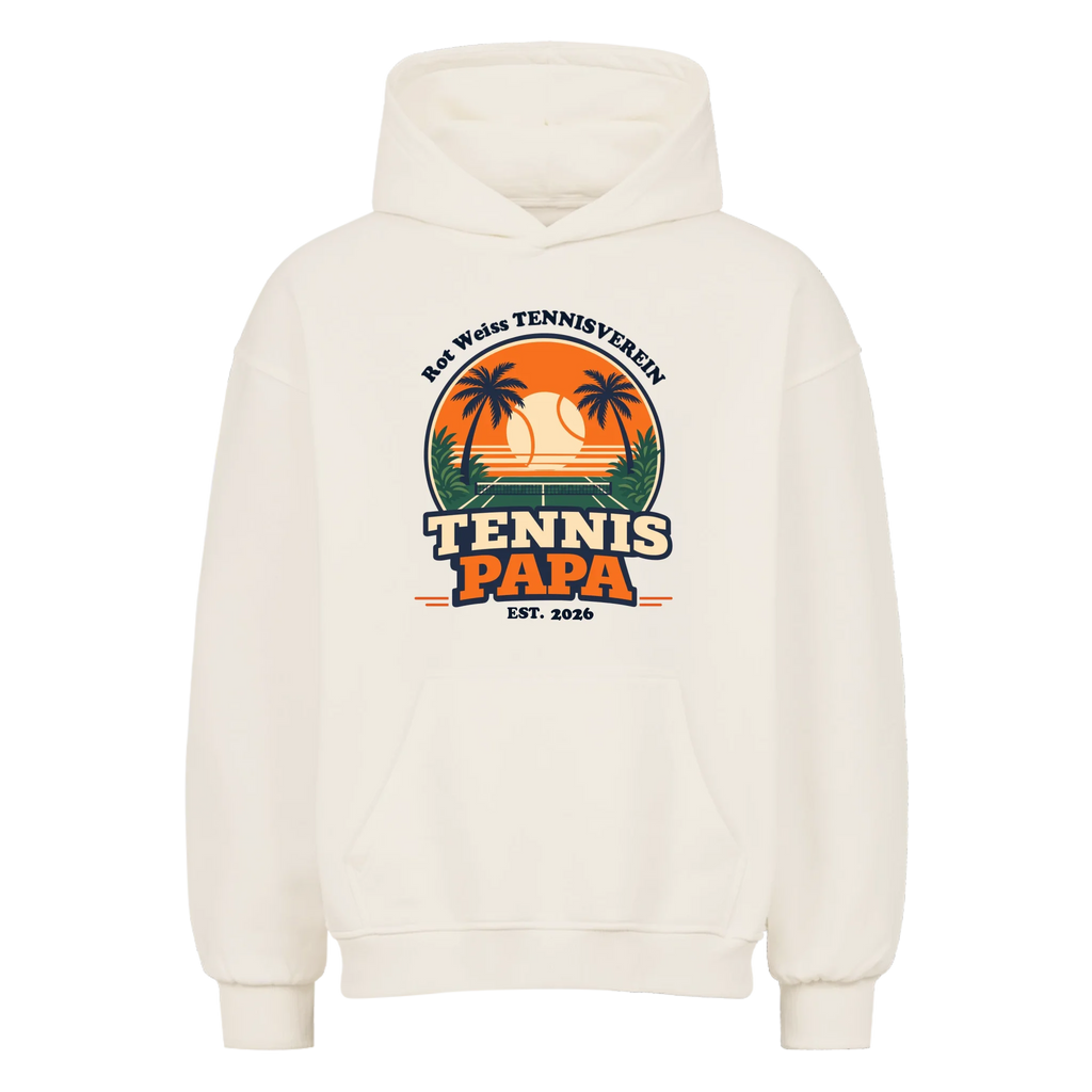 Tennis Papa auf Oversized Hoodie, Farbe naturweiß