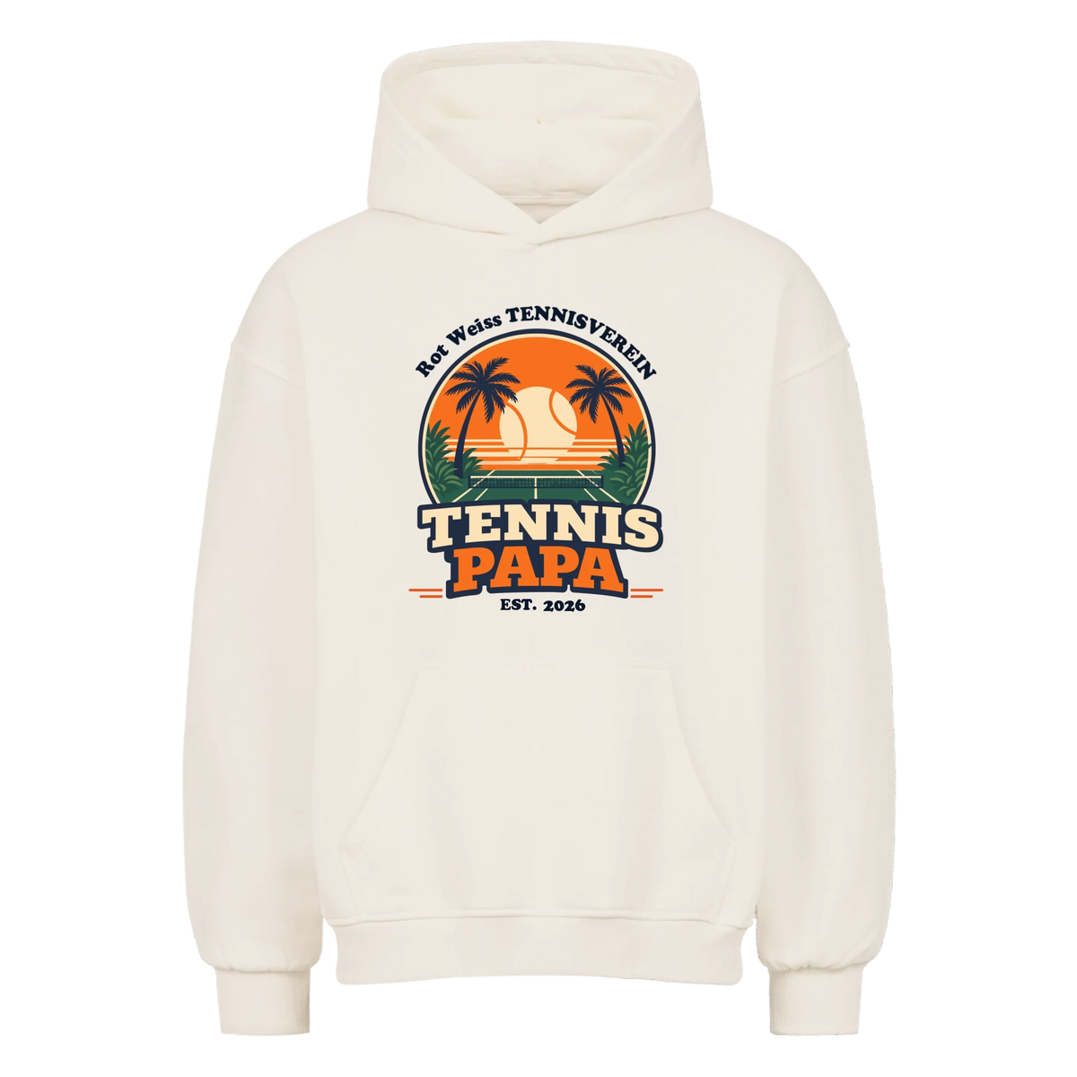 Tennis Papa auf Oversized Hoodie, Farbe naturweiß