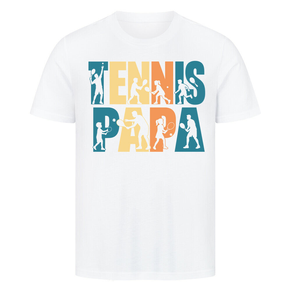Tennispapa Schriftzug auf T-Shirt, Farbe weiß