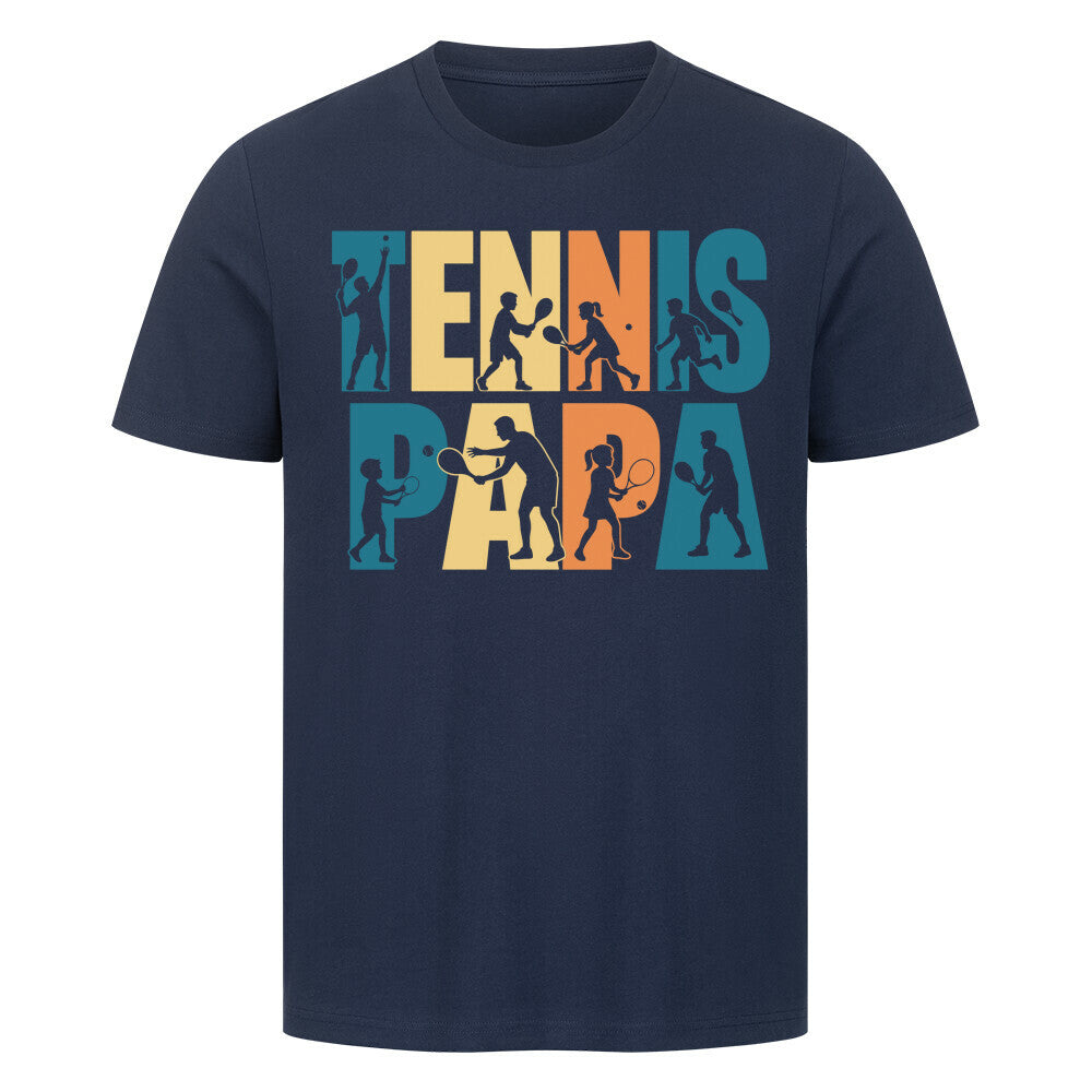 Tennispapa Schriftzug auf T-Shirt, Farbe marineblau