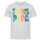 Tennispapa Schriftzug auf T-Shirt, Farbe grau meliert