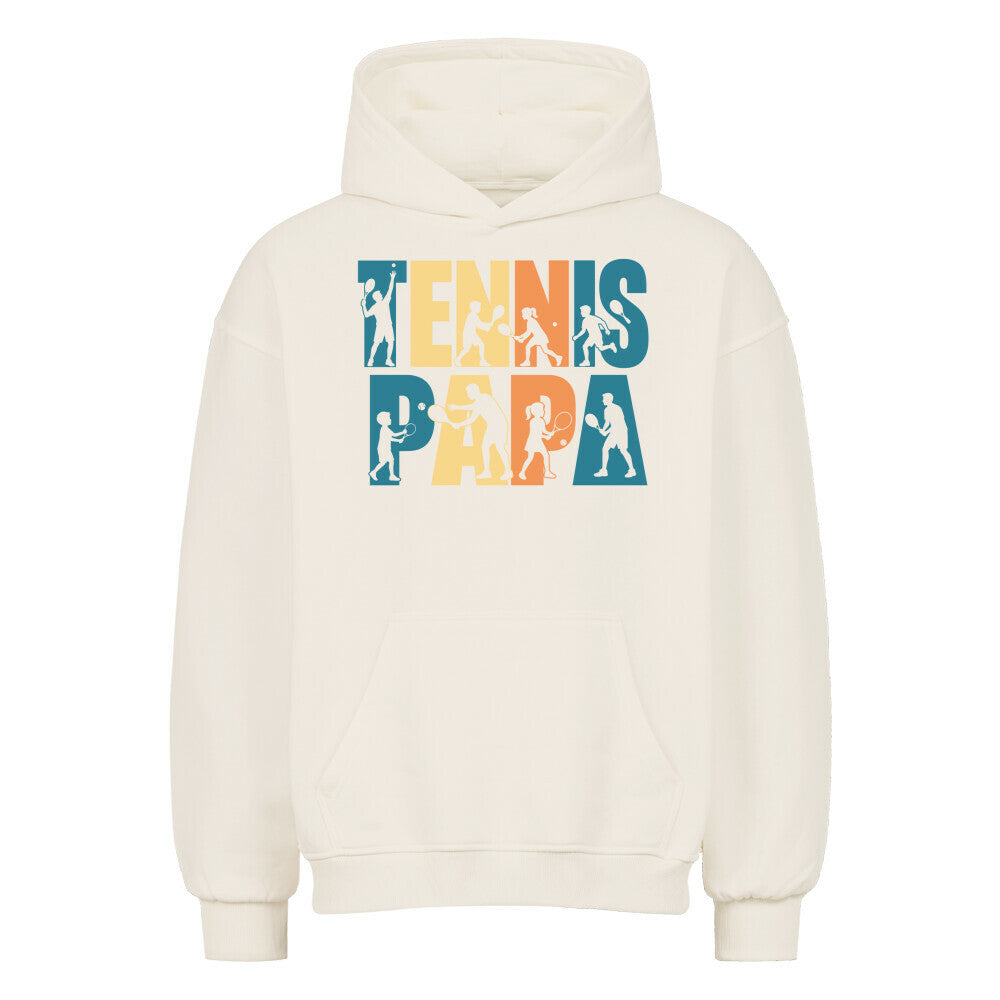 Tennispapa Schriftzug auf Oversized Hoodie, Farbe naturweiß