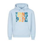 Tennispapa Schriftzug auf Hoodie, Farbe babyblau