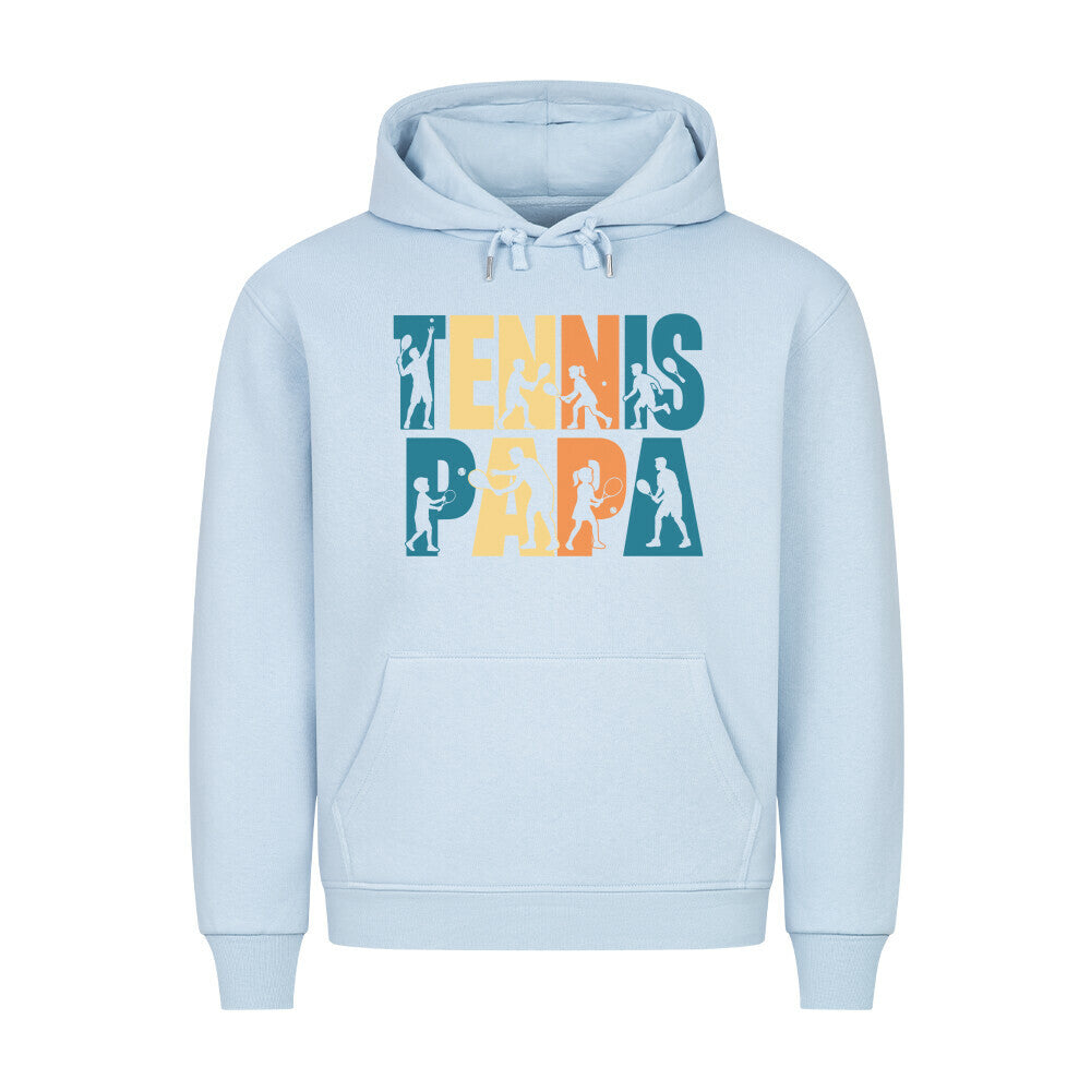 Tennispapa Schriftzug auf Hoodie, Farbe babyblau