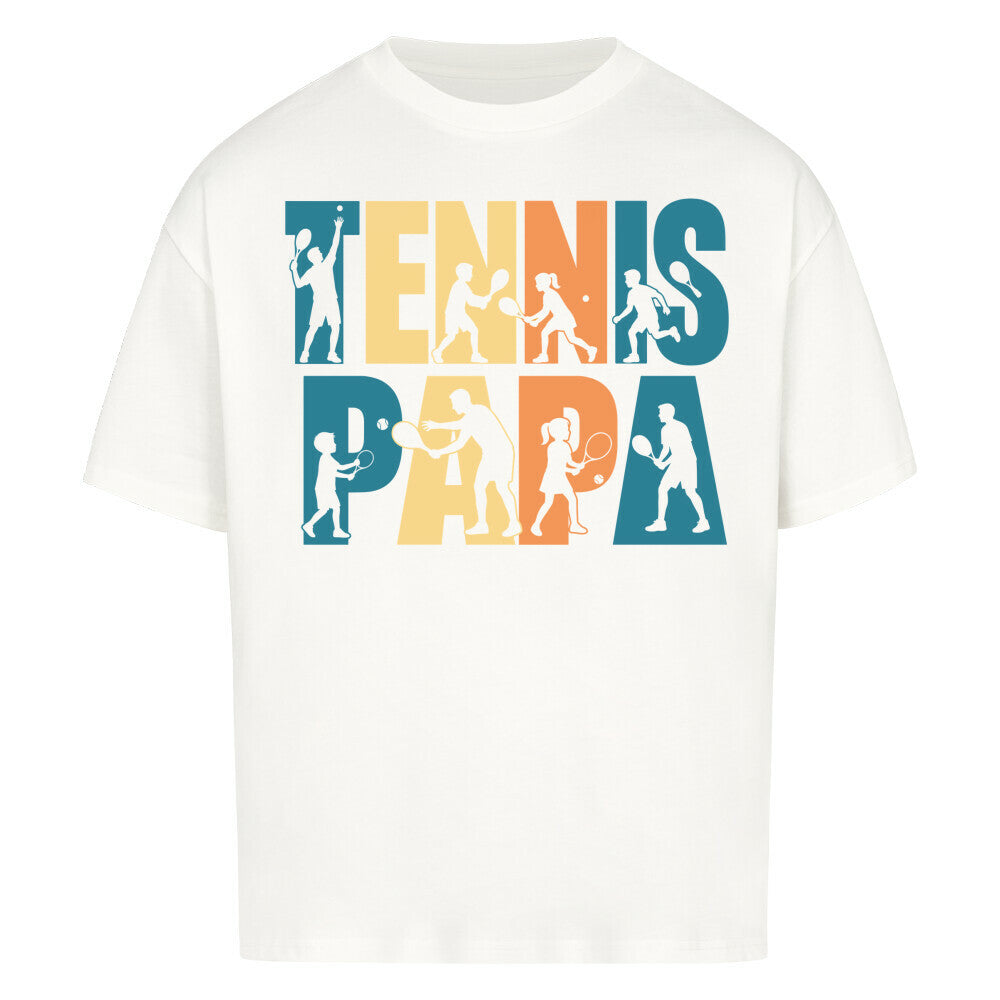 Tennispapa Schriftzug auf Oversized Shirt, Farbe weiß