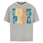 Tennispapa Schriftzug auf Oversized Shirt, Farbe verwaschen grau