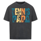 Tennispapa Schriftzug auf Oversized Shirt, Farbe verwaschen schwarz