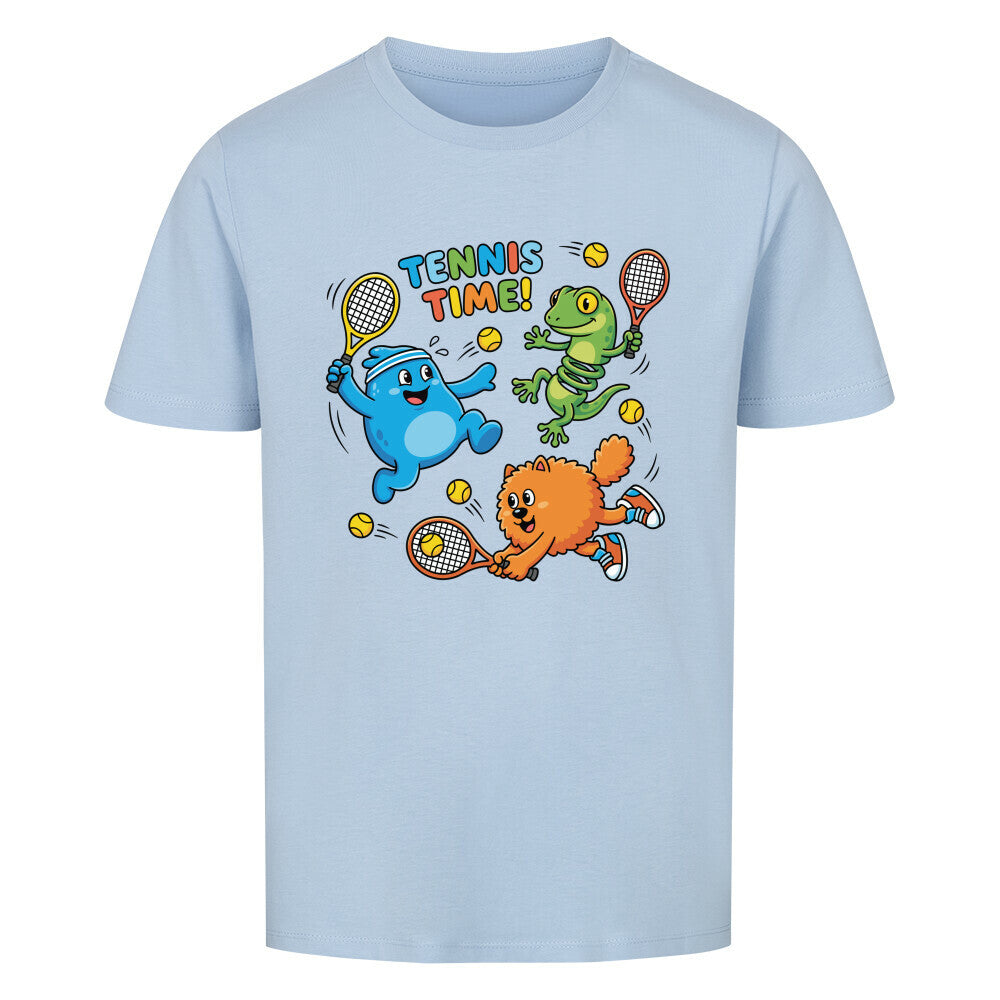 Tennis Time auf Kinder-Shirt, Farbe himmelblau