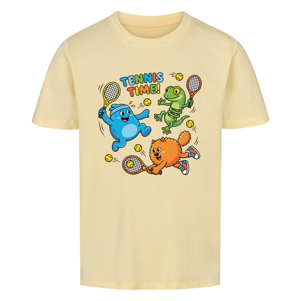Tennis Time auf Kinder-Shirt, Farbe buttergelb