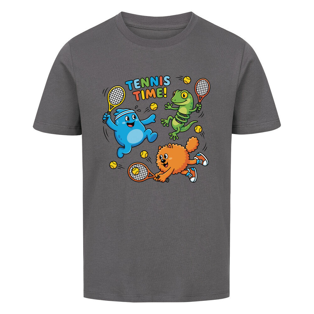 Tennis Time auf Kinder-Shirt, Farbe anthrazit