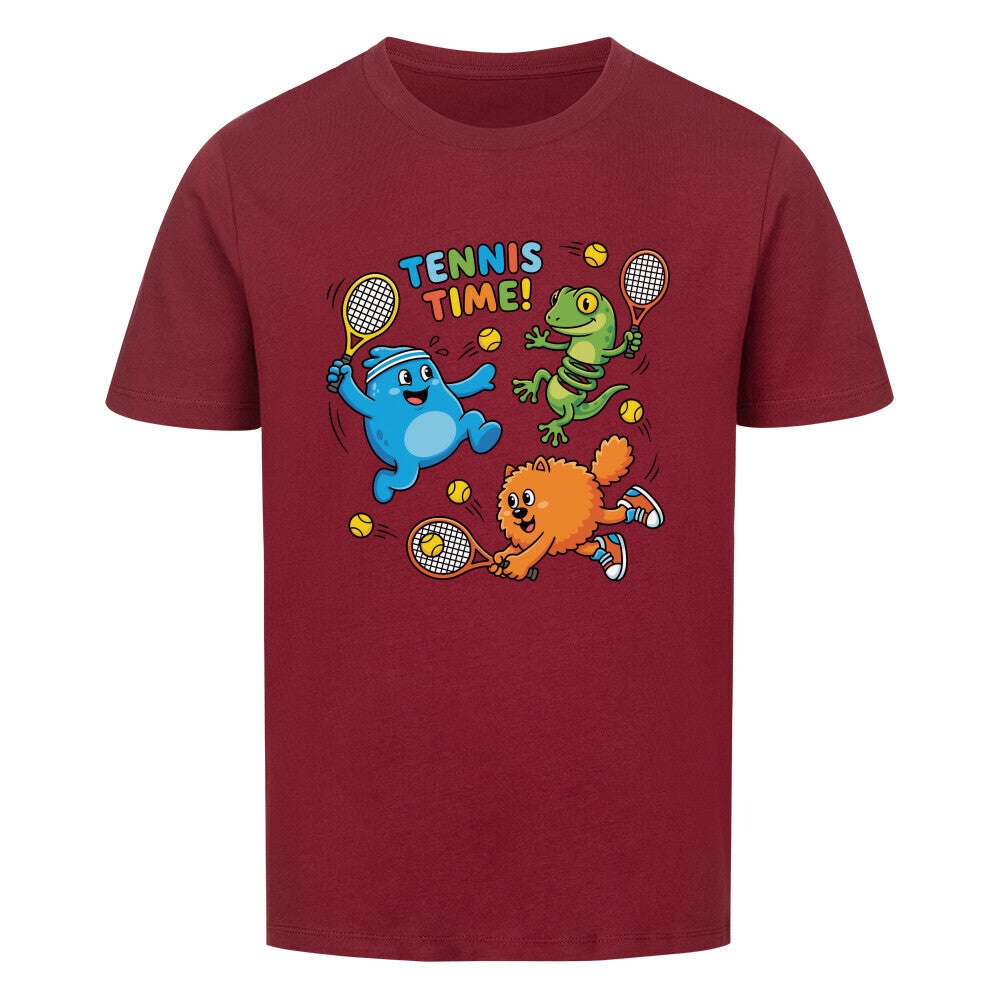 Tennis Time auf Kinder-Shirt, Farbe weinrot