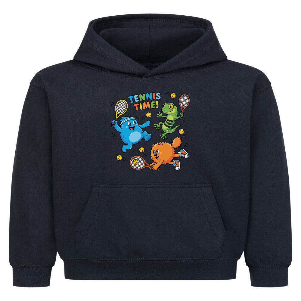 Tennis Time auf Kinder-Hoodie, Farbe marineblau