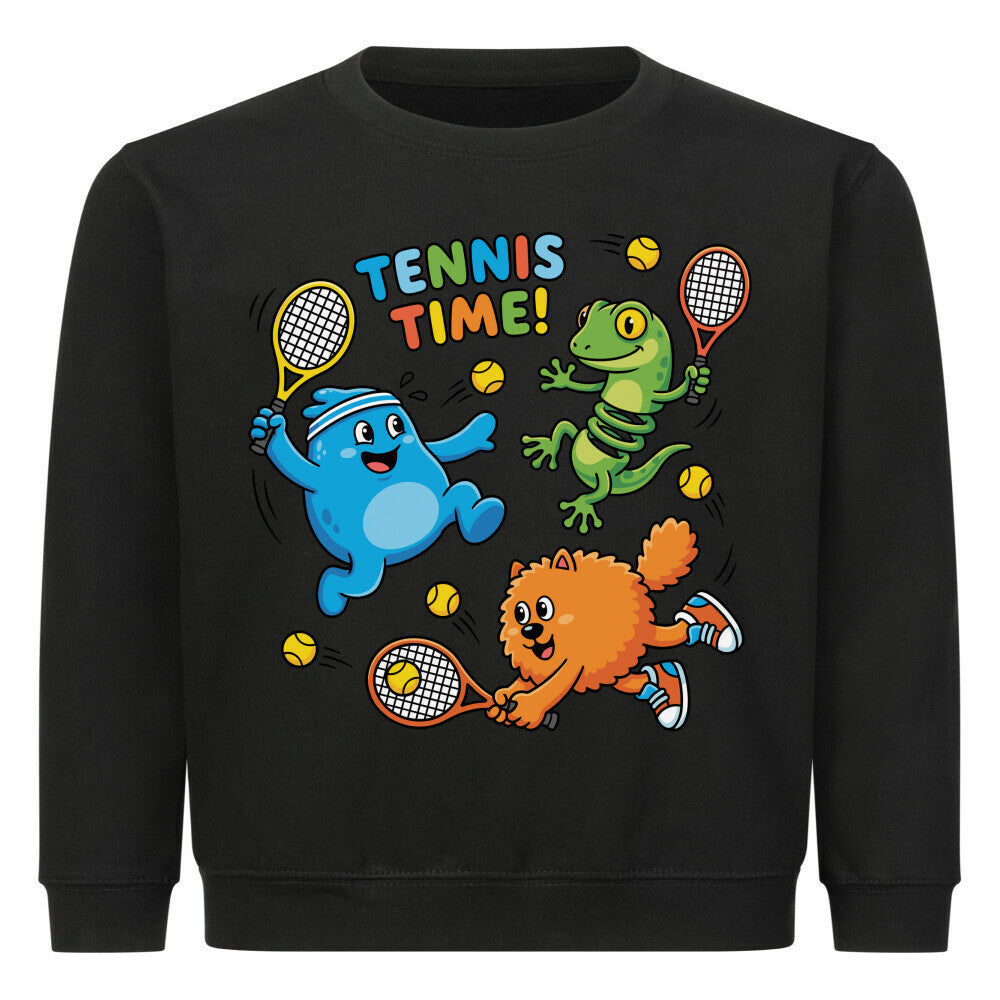 Tennis Time auf Kinder-Sweatshirt, Farbe schwarz