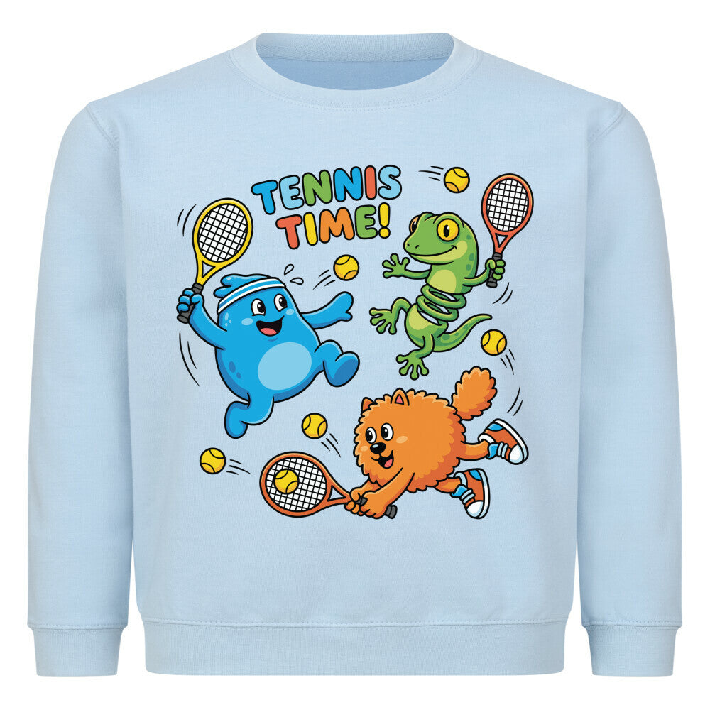 Tennis Time auf Kinder-Sweatshirt, Farbe babyblau