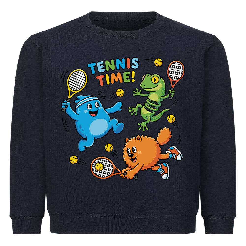 Tennis Time auf Kinder-Sweatshirt, Farbe marineblau