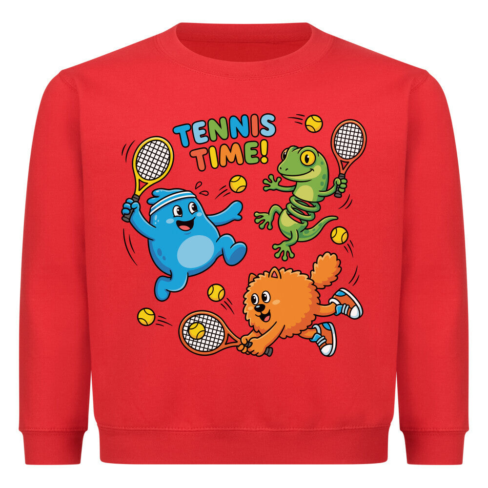 Tennis Time auf Kinder-Sweatshirt, Farbe rot