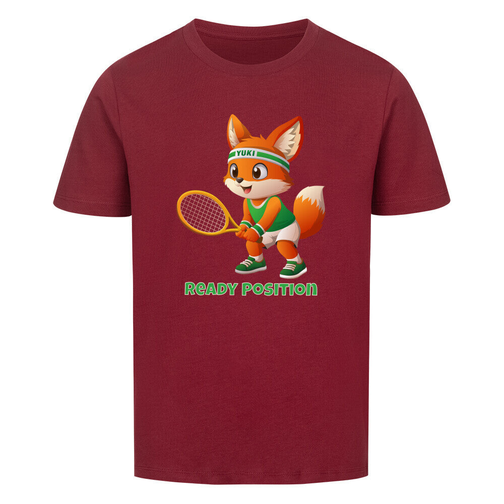 Yuki Ready Position auf Kinder-Shirt, Farbe weinrot