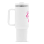 Tennismama Snacks & Support Pink auf Thermobecher, Farbe weiß
