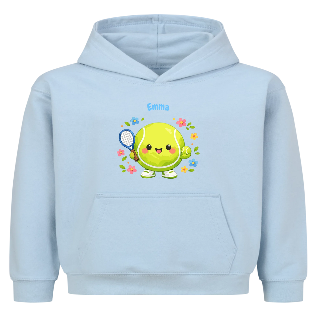 Tennisball Maskottchen auf Kinder-Hoodie, Farbe babyblau