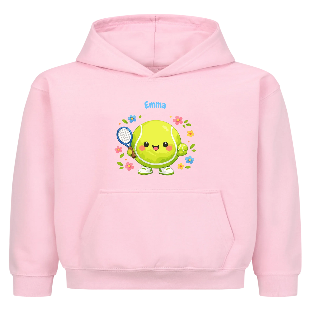 Tennisball Maskottchen auf Kinder-Hoodie, Farbe rosa