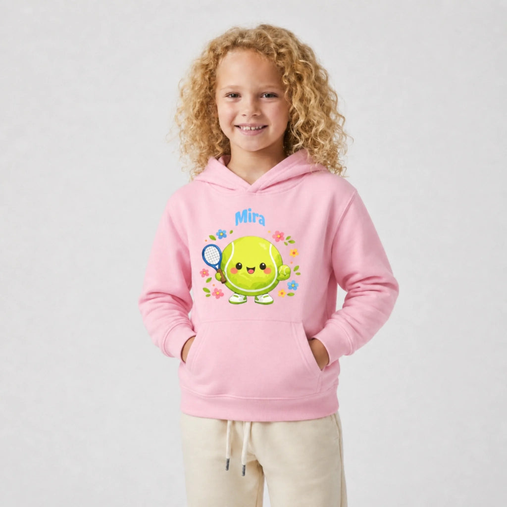 Tennisball Maskottchen auf Kinder-Hoodie
